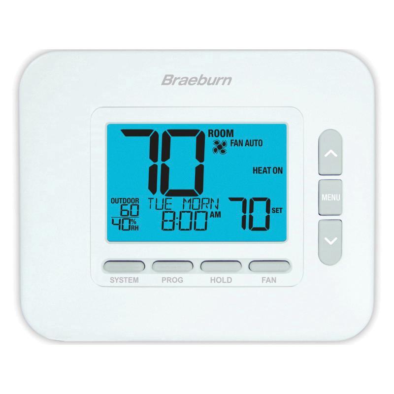 Braeburn® Premier Series 4235 Programmable Thermostat With Dry Contact and Humidity Control, 18-30 V, 3 V, 7 A