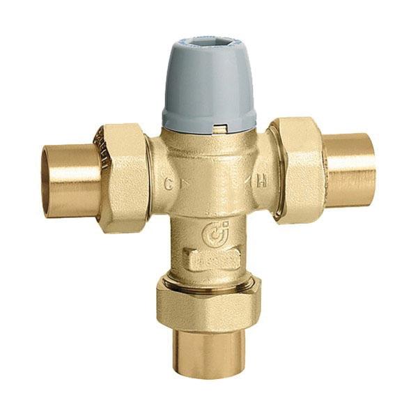 Caleffi 521349A Thermostatic Mixing Valve, 1/2 in, Sweat, 0.5 to 9 gpm, 150 psi, Brass, Contains Lead