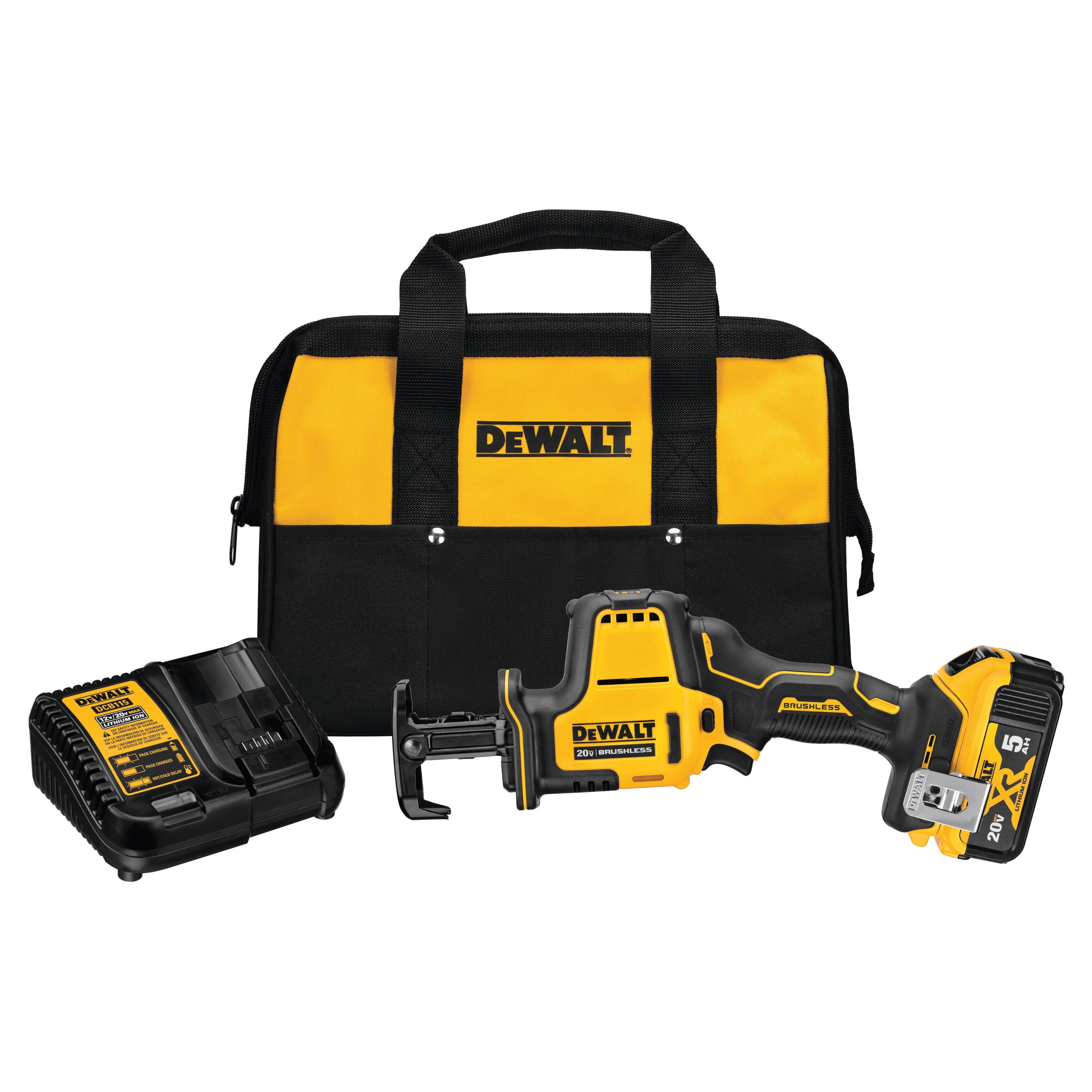 DeWALT® DCS369P1 Handed Reciprocating Saw Kit, Tool/Kit: Kit, 5/8 in L Stroke, Straight Stroke, 20 VDC, 5 Ah