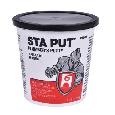 HERCULES® Sta Put® 25103 Plumber's Putty, Solid, Off-White, Slight, 3 lb, Pail