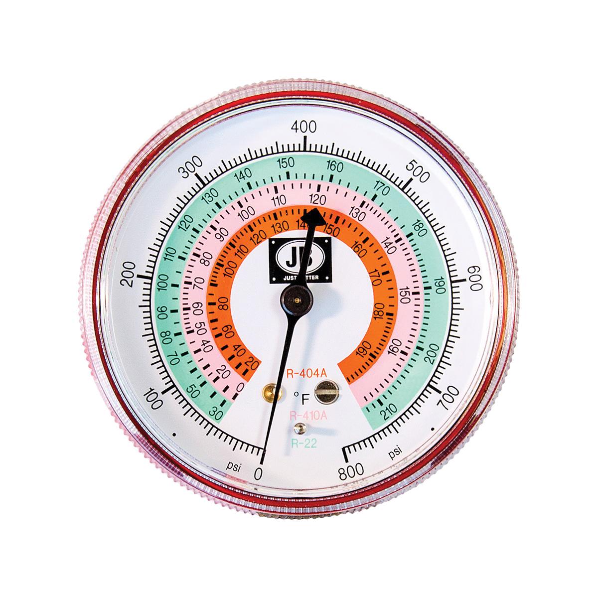 JB Industries M2-465 Manifold Gauge, 2-1/2 in Dial, 0 to 800 psi, 1/8 in