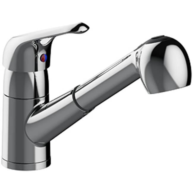 Single Handle Pullout Kitchen Faucet, Single Hole Or Three Hole Mount, Deckplate Included, Copper Inlet Supply, Ceramic Cartridge, 1.5 Gpm, Chrome