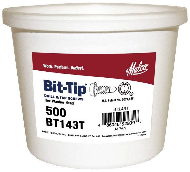 Malco® BT133T Bit-Tip #8-18 Drill & Tap Screws - 0.75 In L, 500/ Pk