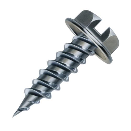 Malco® Zip-in® HW8X2ZG Self-Piercing Sheet Screw, Hex Head, Hex, Slotted Drive, Metal, Bright Zinc-Plated