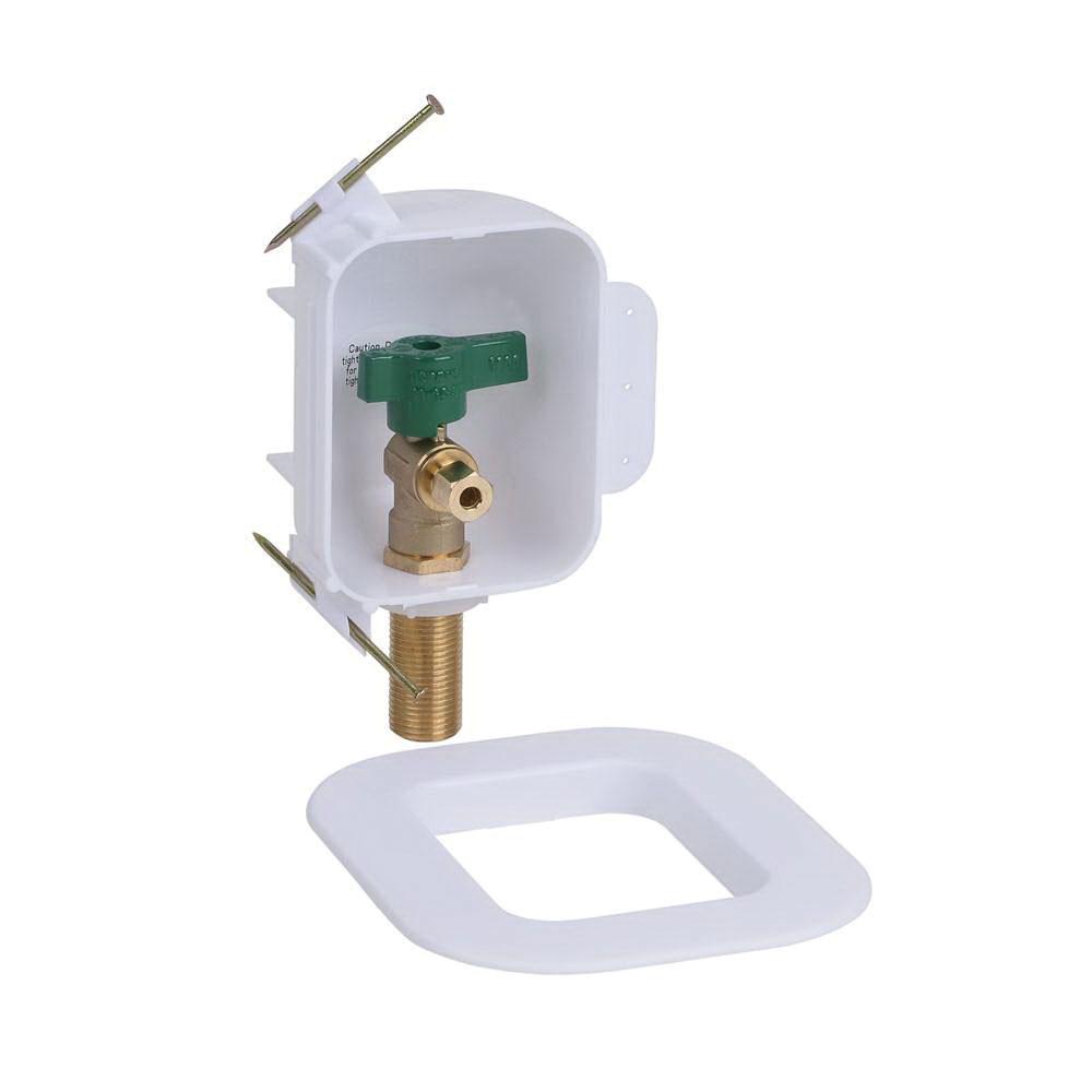 Oatey® 39134 Ice Maker Outlet Box With Nails, Copper, 1/4 in Valve, Quarter-Turn Valve, 3-1/4 in W Bo, 2-1/2 in D Box