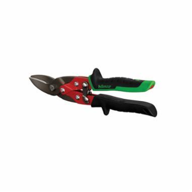 hilmor® 1891133 Aviation Snip, Left, Straight Cut, Metal Blade, Slip-Resistant Handle, Black/Green/Red Handle