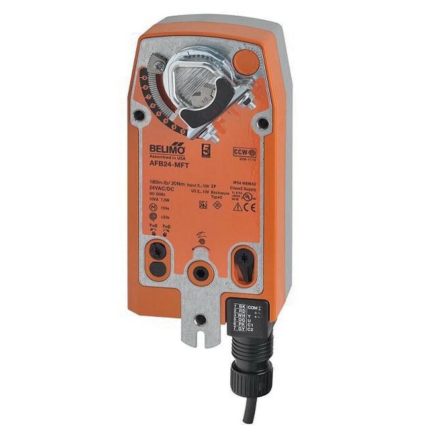BELIMO® AFB24-MFT Valve Actuator, 24 VAC/VDC, 0.5 mA, 7.5 W Running, 3 W Holding, Metal/Plastic, Zinc-Coated