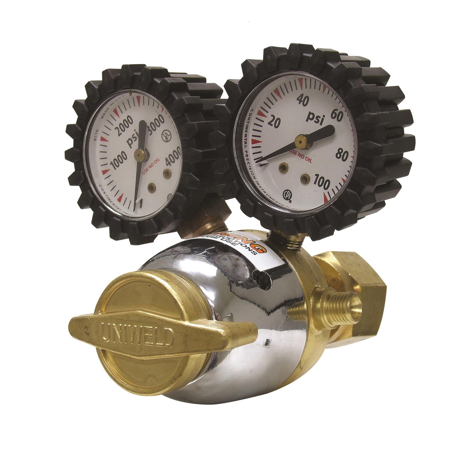UNIWELD® RMC Regulator, Acetylene Gas, 1-Stage, 3/8-14 Inlet Connection, 3/8-24 Outlet Connection, 1-1/2 in Gauge