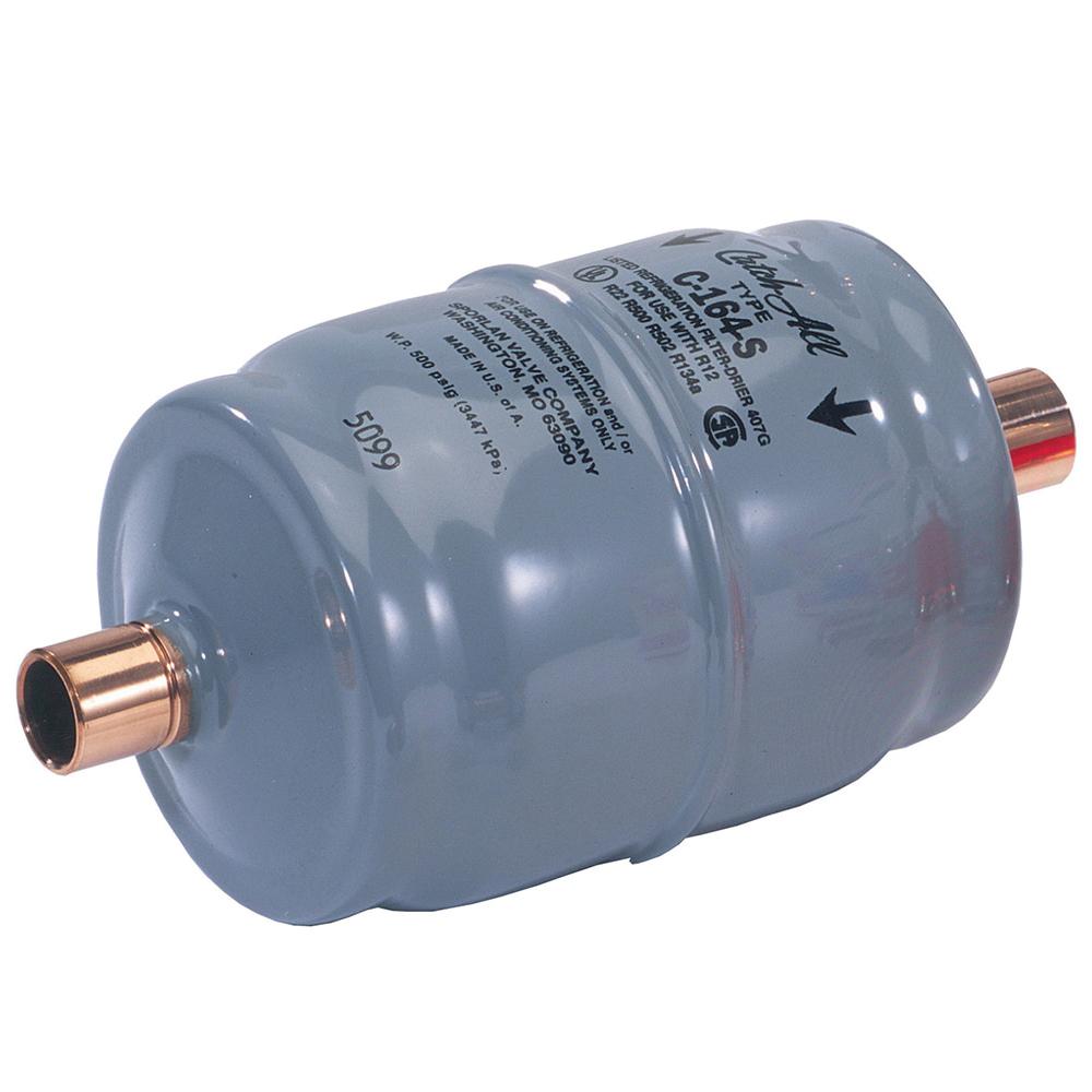 ZoomLock® Catch-All® C-164-PZK 761201 Sealed Liquid Line Filter Drier, 1/2 in, Solder, 262 cu-m Volume