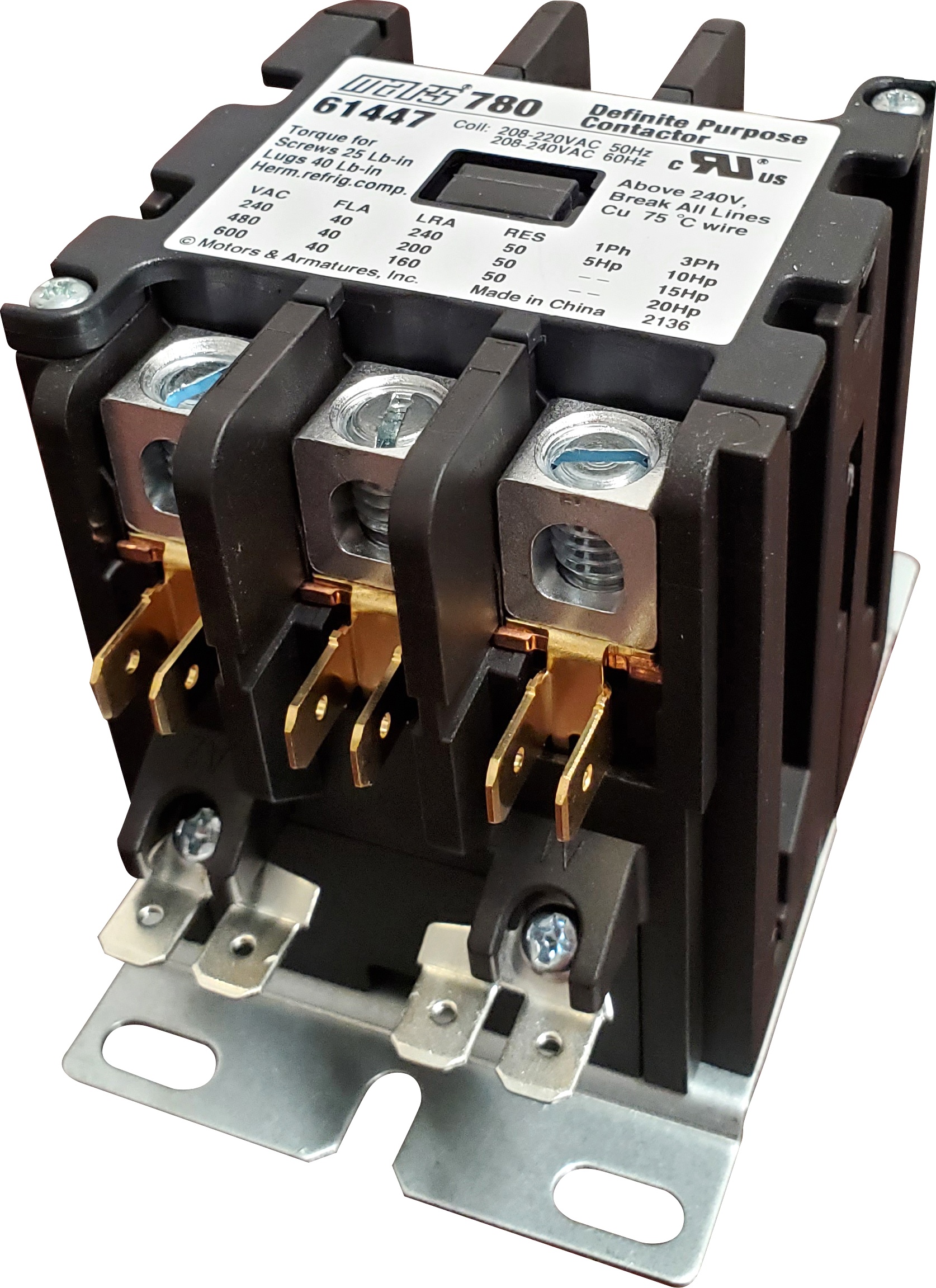 Jard M61447 780 Contactor - 40A, 3-Pole, 208-240V