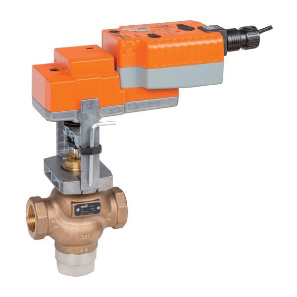 Globe Valve (GV), 1 1/4", 3-way, ANSI Class 250, Cv 20 |Valve Actuator, Electronic fail-safe, AC 24 V, On/Off, Floating point