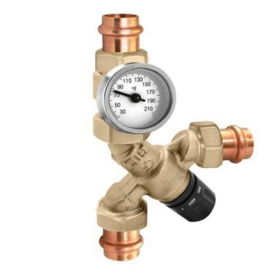 Caleffi AngleMix™ 520 Series 520516AC Mixing Valve With Temperature Gauge, 3/4 in, Press, 0.5 gpm