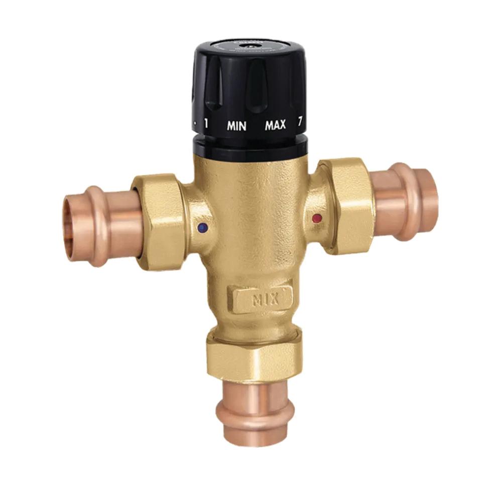 Caleffi MixCal™ 521 Series 521506A Thermostatic Mixing Valve, 3/4 in, Press, 1 to 14 gpm, 200 psi, Brass