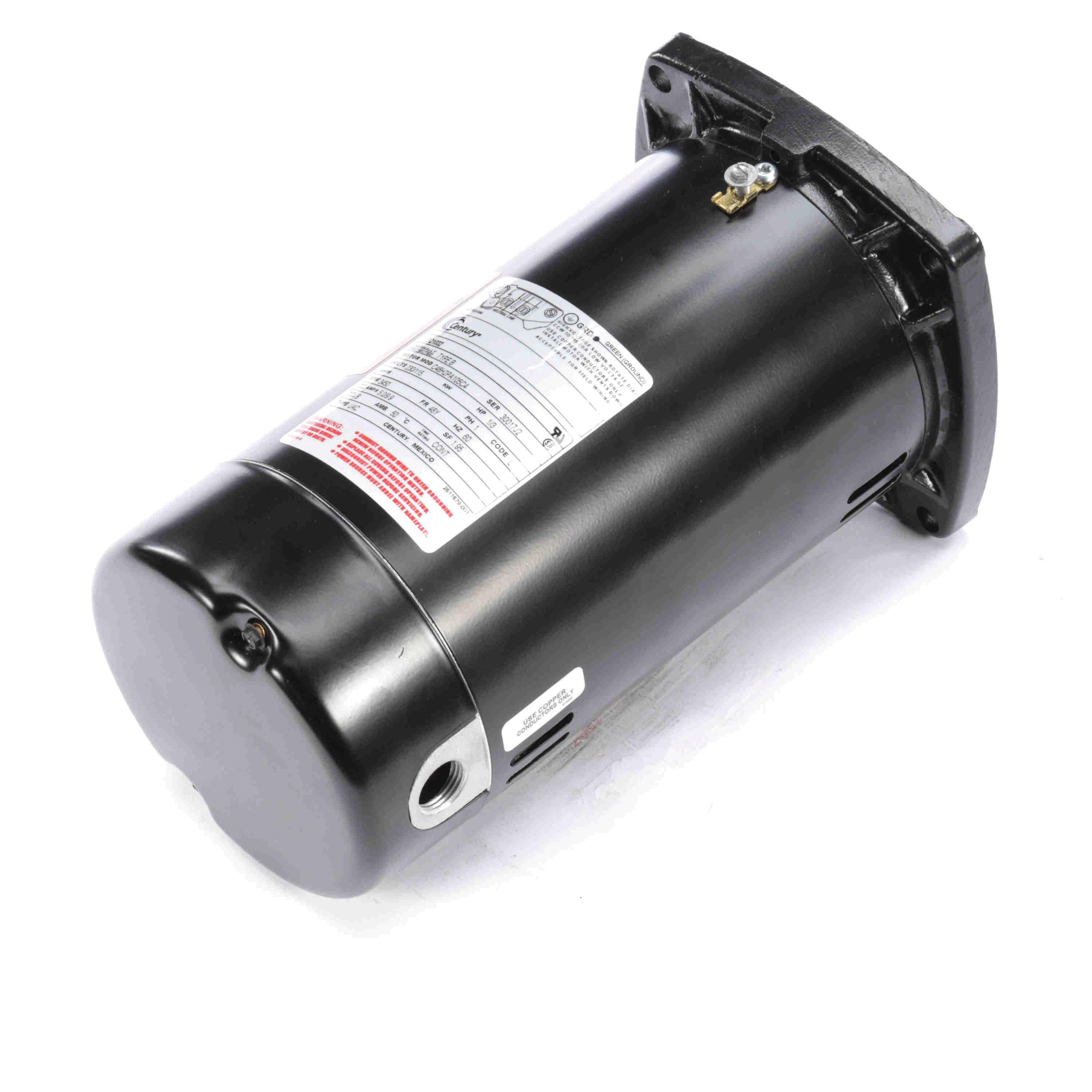 Century® SQ1032 Pool Pump Motor, 115/230 VAC, 9.9/5 A, 1/3 hp, 1 ph Phase, 3450 rpm Speed, 48Y Frame