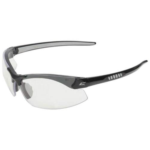 EDGE® DZ111 Safety Glasses, Universal, Clear Lens, Scratch-Resistant Lens, Black Frame, Soft Megol Temple