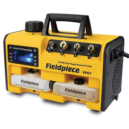 Fieldpiece VP67 Vacuum Pump, 120 VAC, 1/2 hp, 1/4 x 3/8 x 1/2 in, 6 cfm, 15 um Max Vacuum