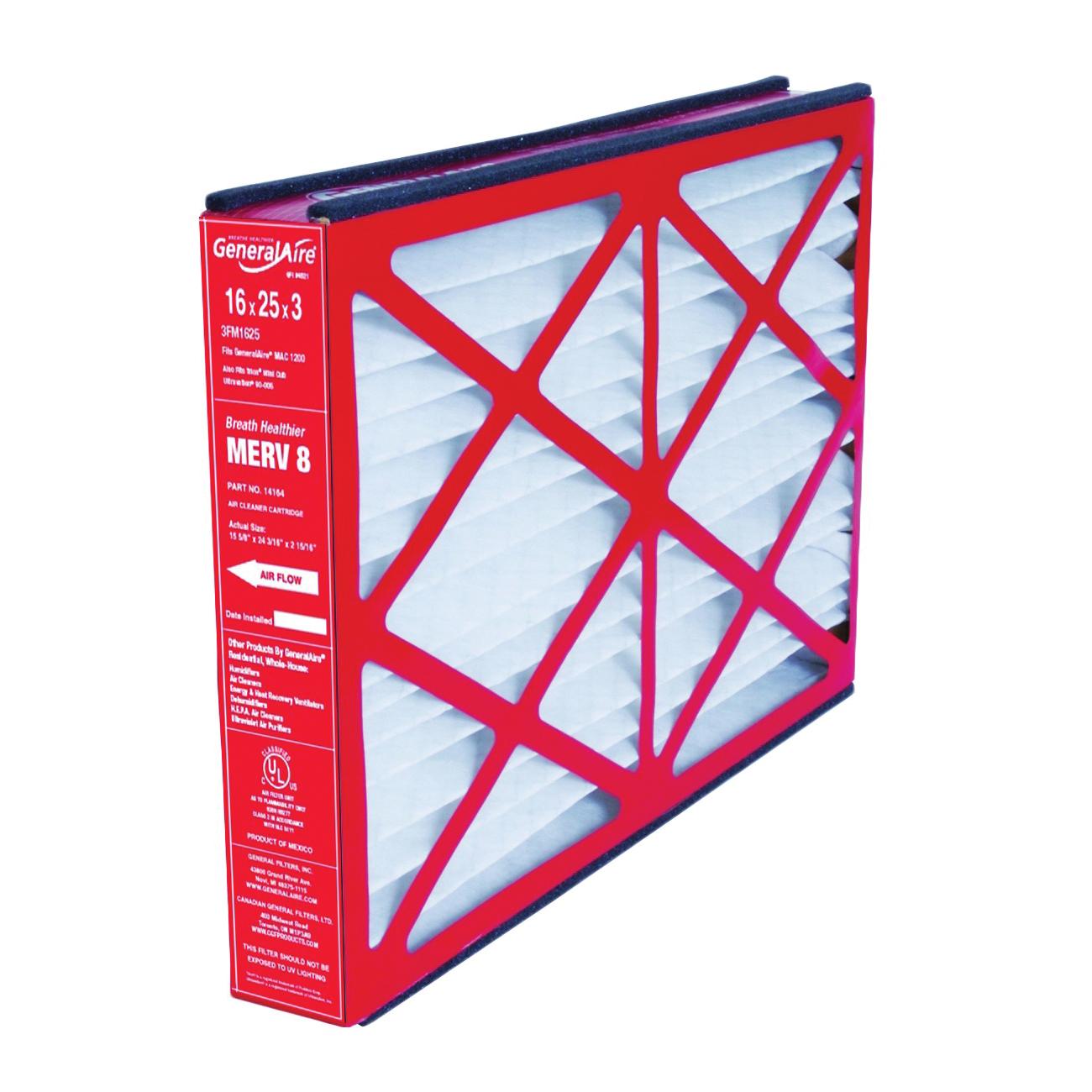 General Filters 4521 Replacement Media Filter, 16 in W, 25 in H, 3 in D, 8 MERV
