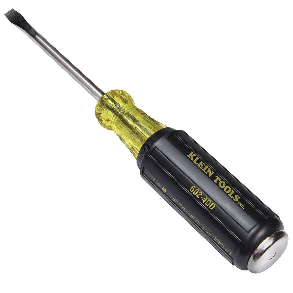KLEIN TOOLS® 602-4DD Demolition Screwdriver, Cabinet Point, 1/4 in Point, 9 in OAL, Cushion Handle
