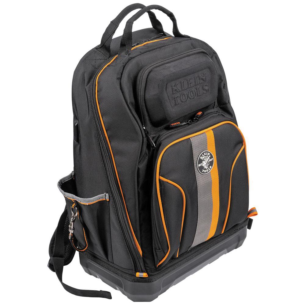 KLEIN TOOLS® Tradesman Pro™ 62800BP Tool Bag Backpack, 11 in W, 20 in H, 40 -Pocket, Zipper Closure, Black/Orange