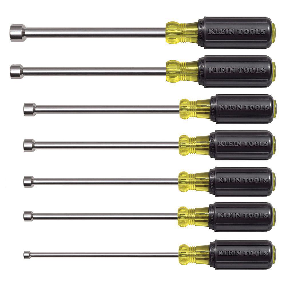 KLEIN TOOLS® 647M Nutdriver Set, Hex Point, 1/2 in, 1/4 in, 11/32 in, 3/16 in, 3/8 in, 5/16 in, 7/16 in Point