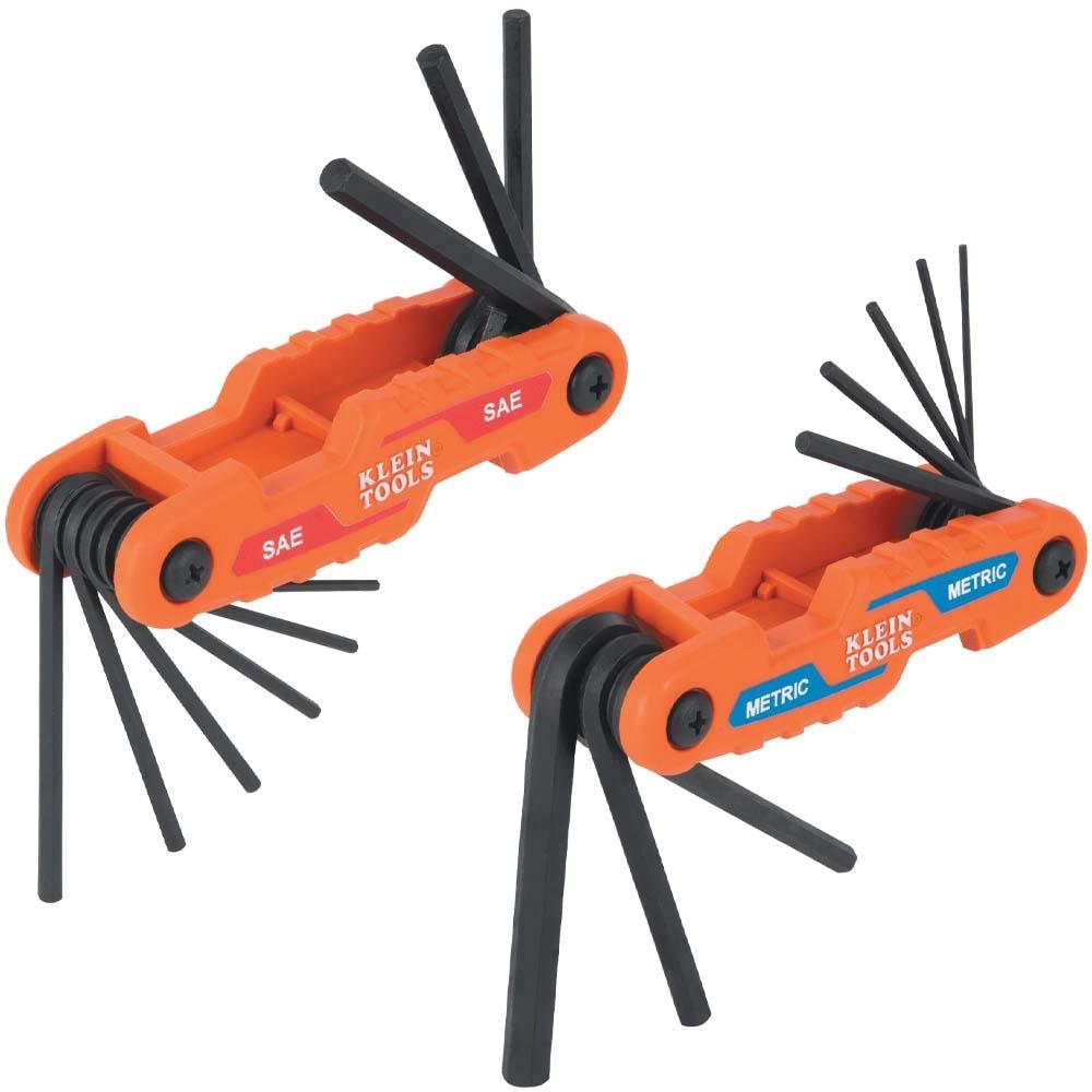 KLEIN TOOLS® 70542 Compact Key Folding Set, System of Measurement: Metric, SAE, Steel, Black Phosphate, 17 -Piece