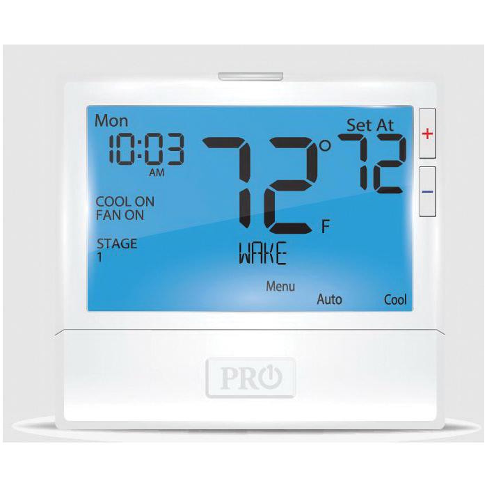 PRO1® T855SH Programmable Thermostat, 18 to 30 VAC, 1.5 A, 7 Days Programmable, Non-Programmable Programmability, 8