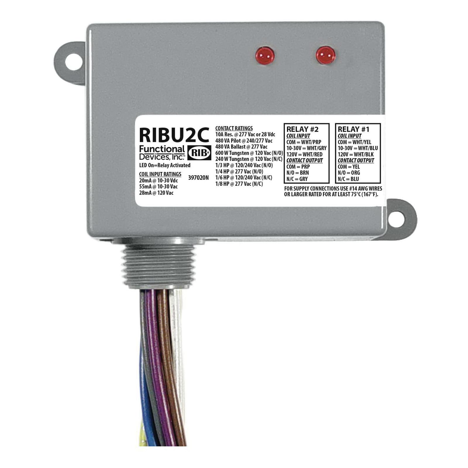 RIB® RIBU2C Enclosed Pilot Relay, 10 A, SPDT, 120 VAC Coil