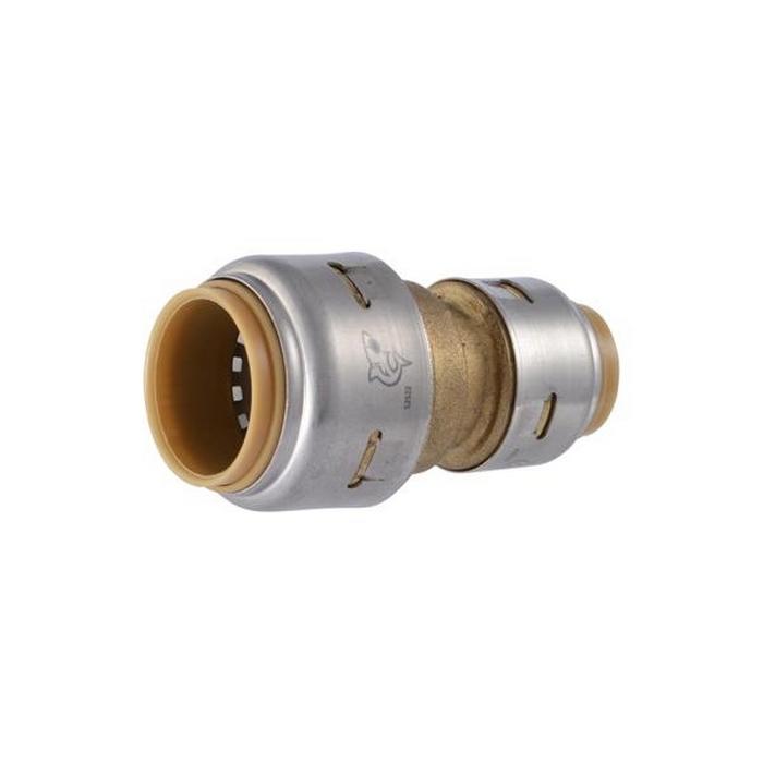SharkBite™ UR058 Reducing Coupling, 3/4 in Push-to-Connect x 1/2 in Push-to-Connect, Brass