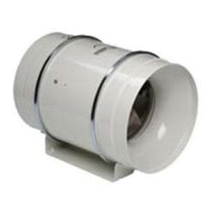 S&P TD-150 In-Line Duct Fan, 120 VAC, 65 W, 2289 rev/min Motor Speed, 293 cu-ft/min at 0 in SP, 7-7/8 in Dia Housing