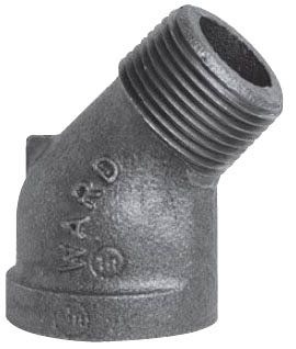 Ward Manufacturing 2.BMS45L Blk Mal 45 Street Elbow