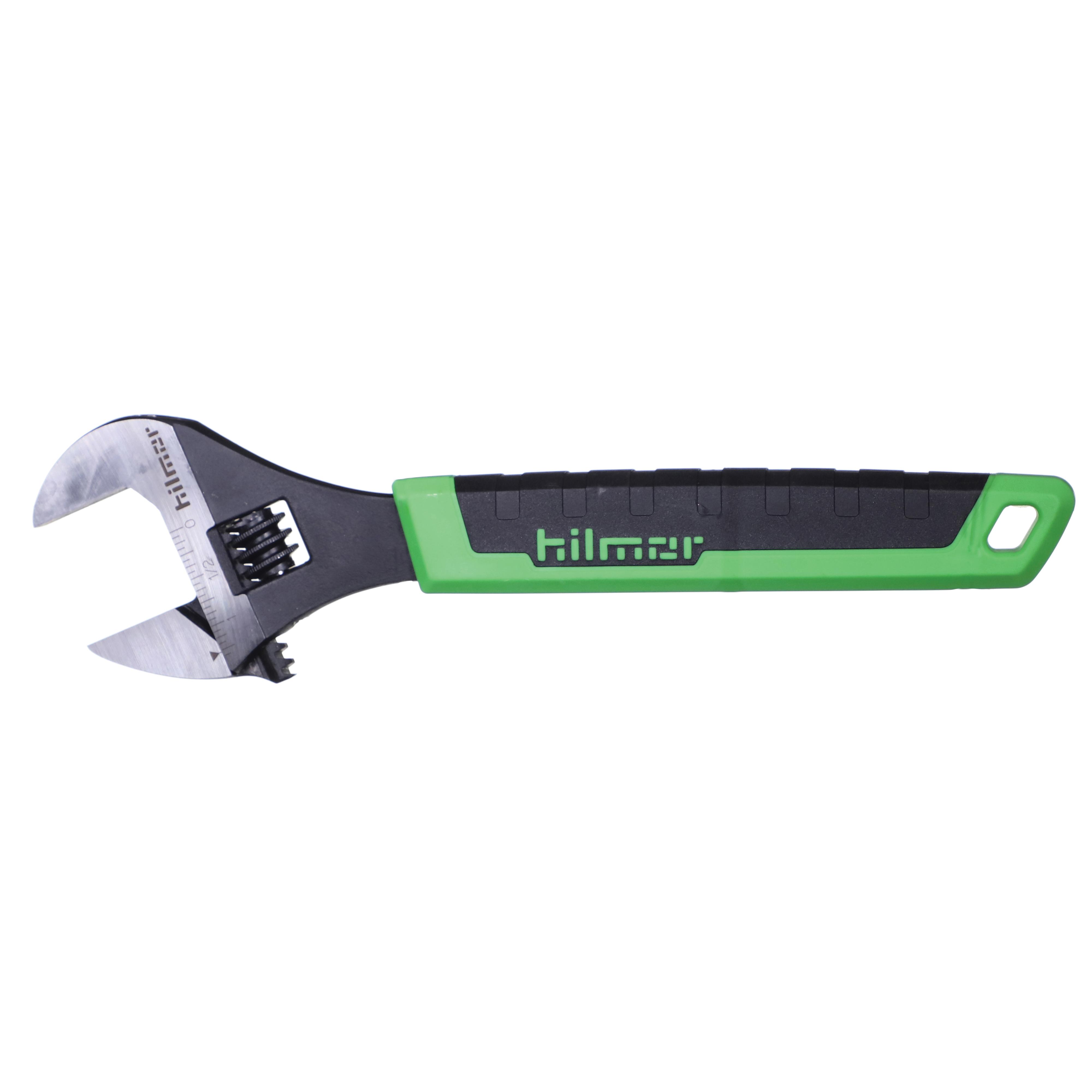 hilmor® 1885421 Adjustable Wrench, 10 in OAL, 1-1/4 in Jaw, Comfort Grip, Metal Jaw