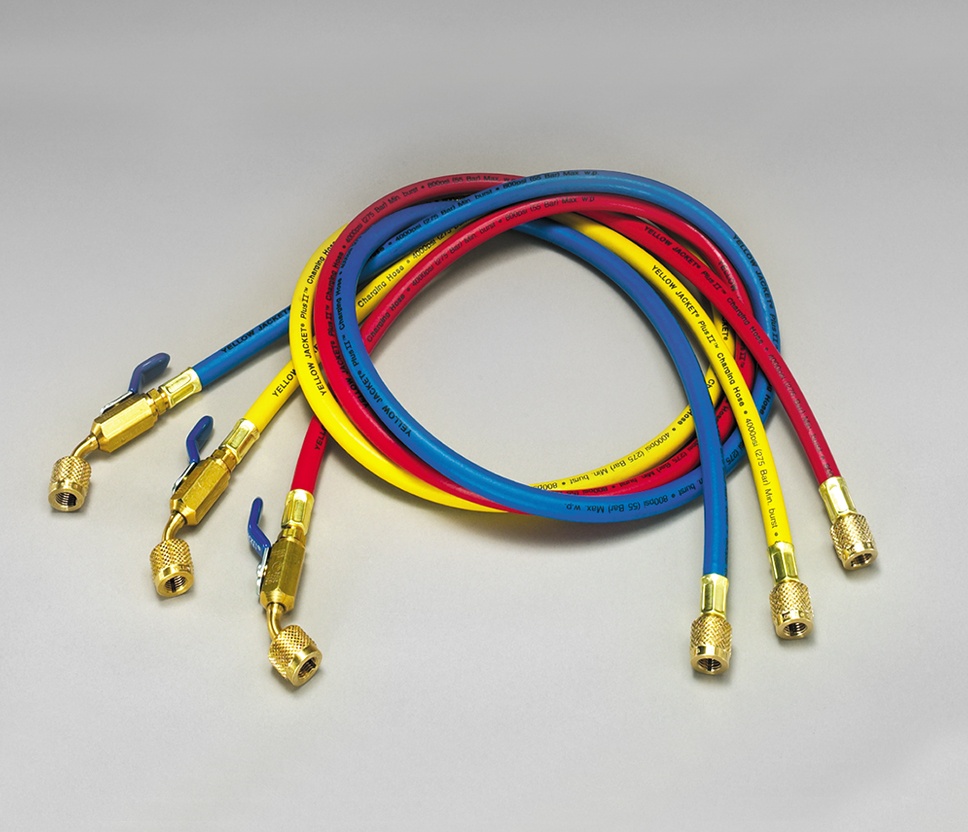 Yellow Jacket® 29985 Plus Ii Charging Hose Set With Ball Valve Ends - 60 In, 1/4 In