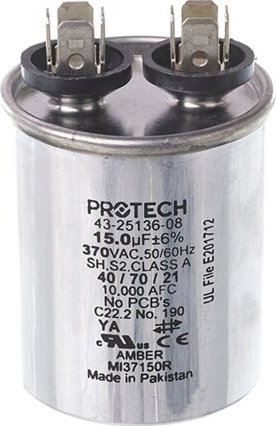 RUUD® 43-25136-08 Single Run Capacitor - 15 Mfd, 370V