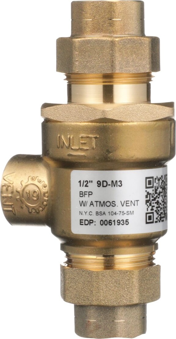 WATTS® 61935 9D Series Dual Check Valve With Atmospheric Vent - 1/2 In, 175 Psi
