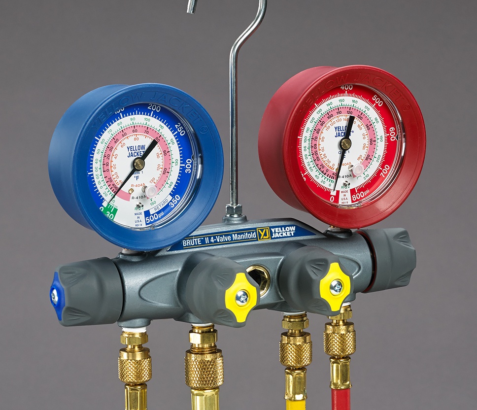 Yellow Jacket® 46010 Brute Ii 4-Valve Manifold - R-22, R-404A, R-410A