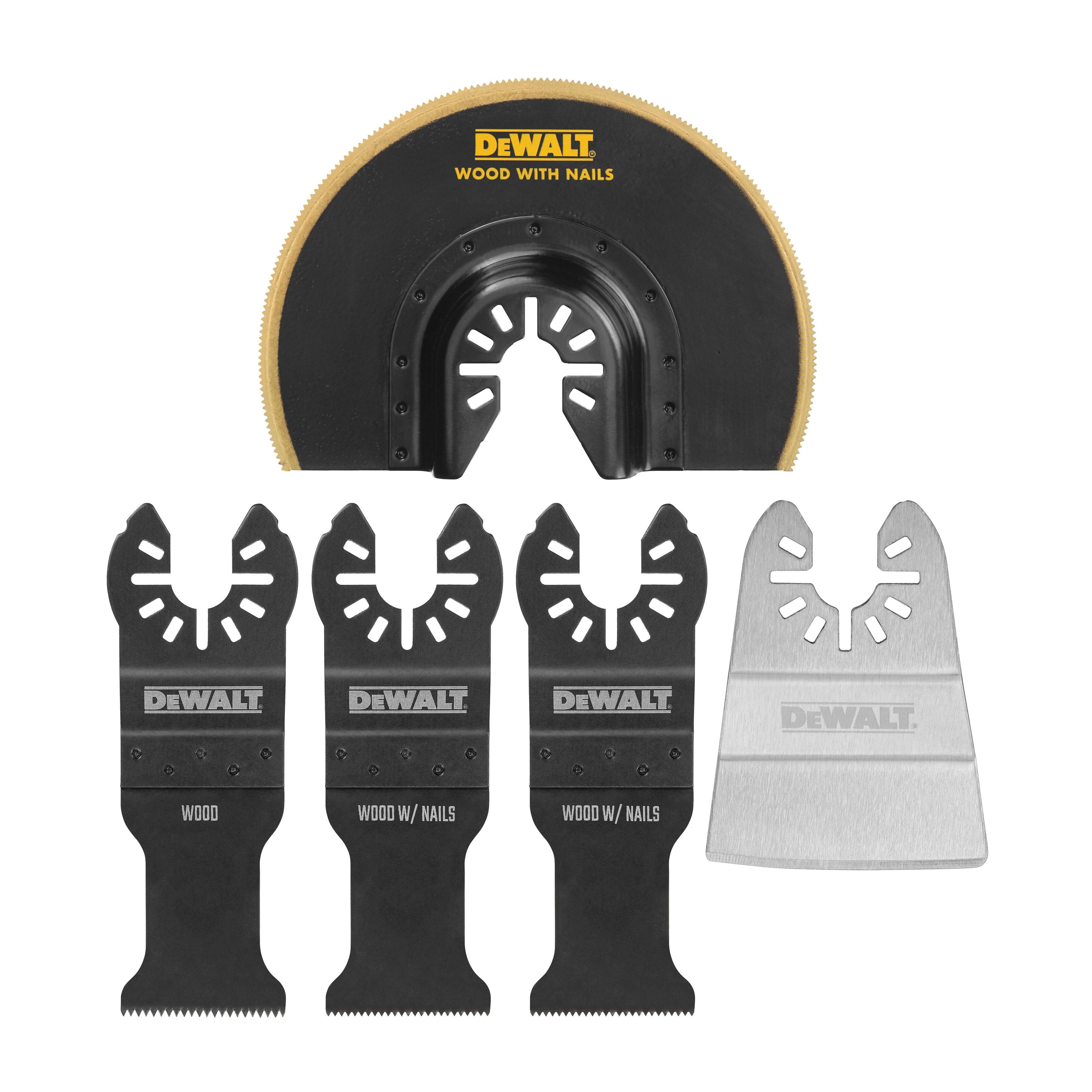 DeWALT® DWA4216 Oscillating Tool Blade Set, Round, Straight Blade, 1-3/4 in L Blade, 1-1/4 in, 2 in, 4 in W Blade