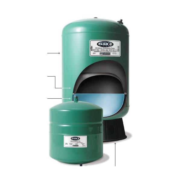 FLEXCON HTX Series HTX15 Hydronic Expansion Tank, 2.1 gal Capacity, 1/2 in, MNPT, Steel, 12-1/2 in H x 8 in Dia