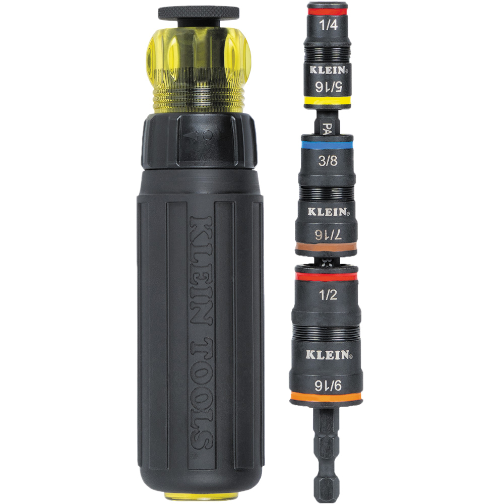 KLEIN TOOLS® 32910RCHT 7-in-1 Impact Rated Flip Socket Set With Ratcheting Handle, 1.35 in OAL