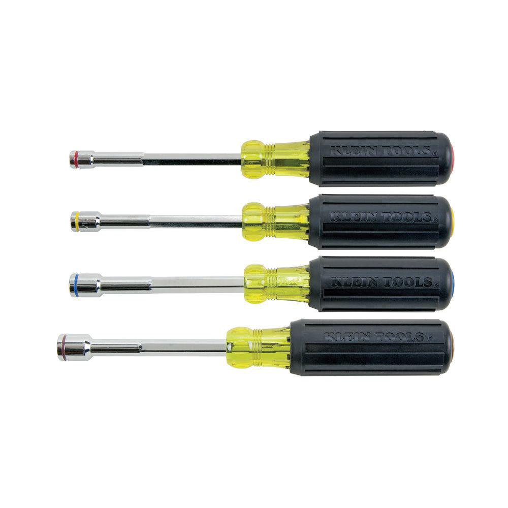 KLEIN TOOLS® 635-4 Nutdriver Set, Hex Point, 1/4 in, 5/16 in, 3/8 in, 7/16 in Point, 4 -Piece