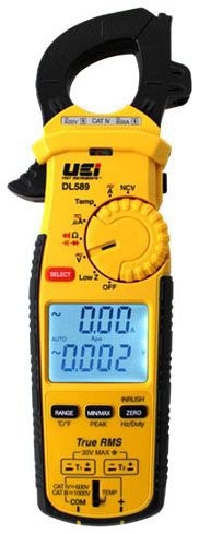 UEi DL589 Test Instruments Clamp Meter 600A Dual Display Trms With Temp/Inrush/Magnet With Test Leads