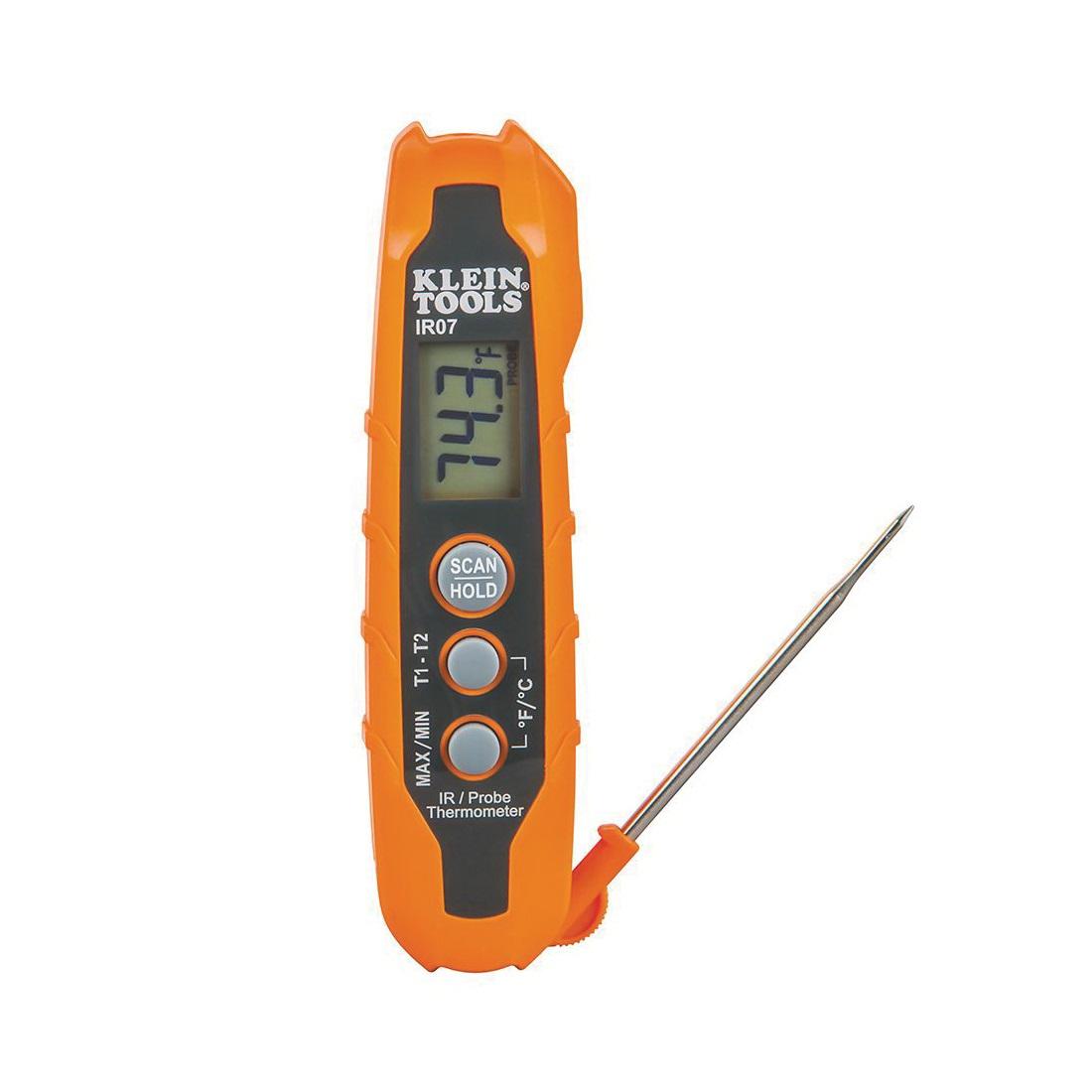 KLEIN TOOLS® IR07 Dual-Infrared/Probe Thermometer, -40 to 572 deg F, +/-2 deg Accuracy, LCD Display, Alkaline Battery