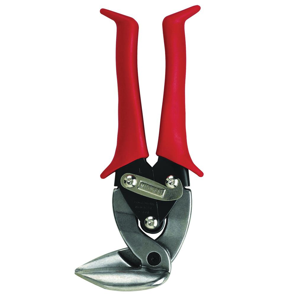 Midwest Snips® MWT-6900L Aviation Snip, Left, Straight Cut, Steel Blade, Ergonomic Handle, Red Handle, 8 in OAL