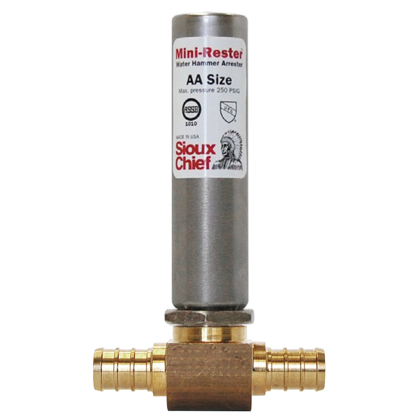 Sioux Chief MiniRester™ 660-GTX2 Water Hammer Arrester With Tee, 1/2 in, F1807 PEX Crimp, 350 psig, 250 deg F