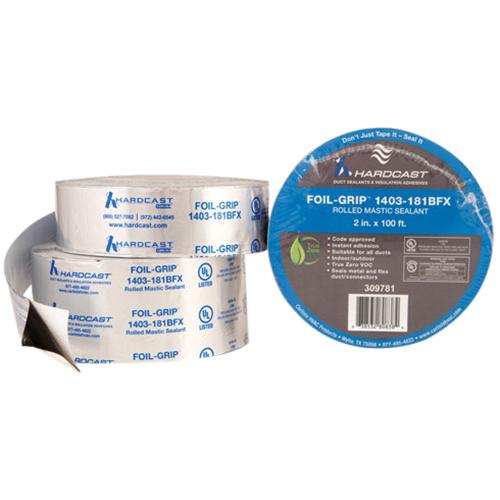 HARDCAST® 309780 Foil-Grip, 17 mil Thick, 3 in W, 100 ft L, Silver, Butyl Adhesive, Aluminum Backing