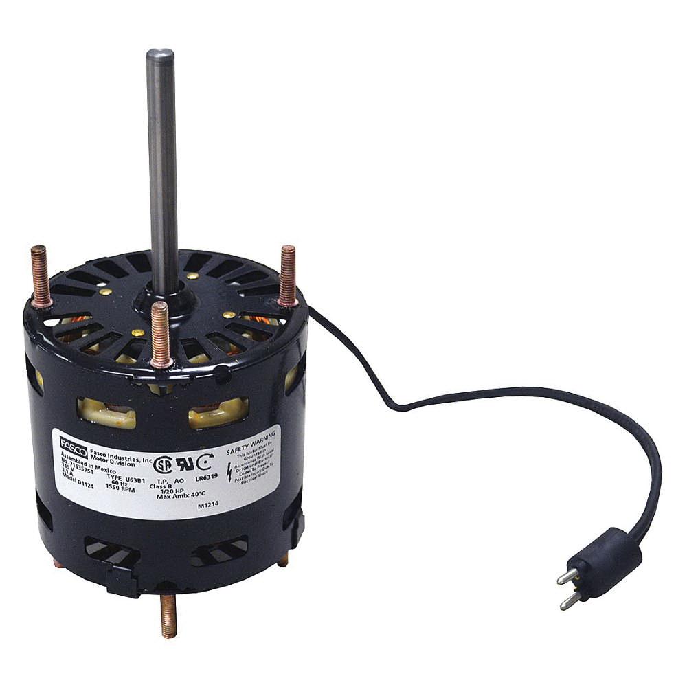 Fasco® D1124 Motor, 115 VAC, 2.1 A, 1/20 hp, 1550 rpm Speed, 0.04 kW, 1 ph -Phase, 60 Hz, Open Air Over Motor Enclosure