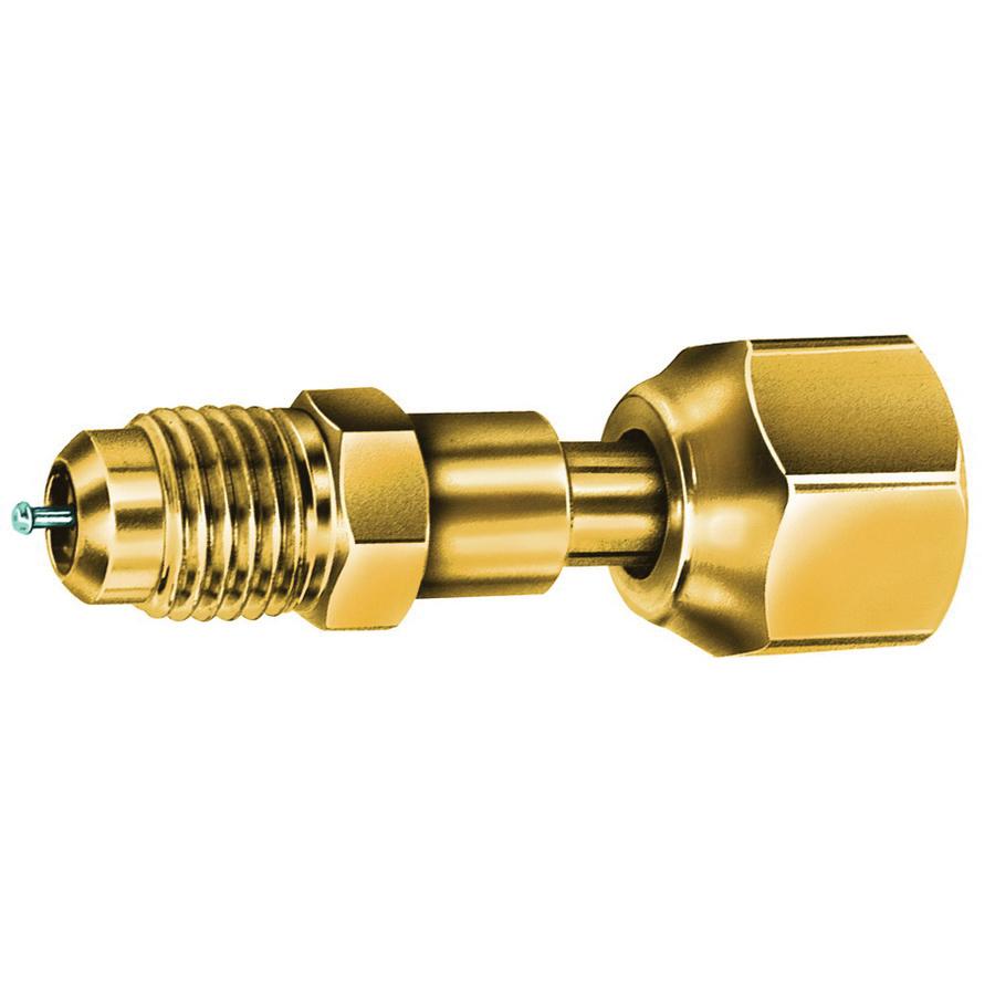 JB Industries A31734 Access Valve With Depressor, 1/4 in, SAE Male Flared x SAE Female Flared, Brass