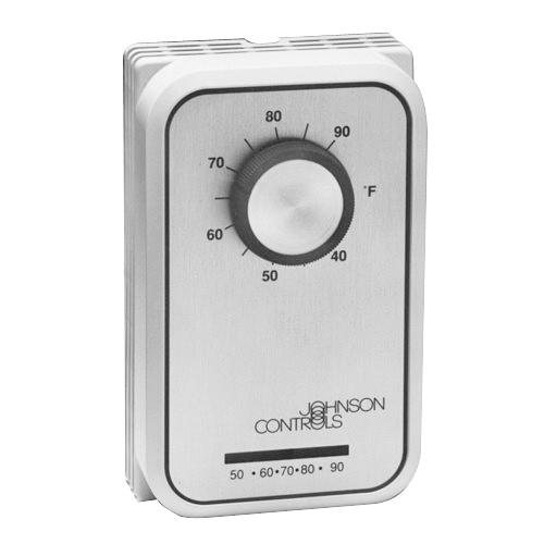Johnson Controls T26S Series T26S-18C Line Voltage Wall Thermostat, 24/120/240/277 VAC, 6 A