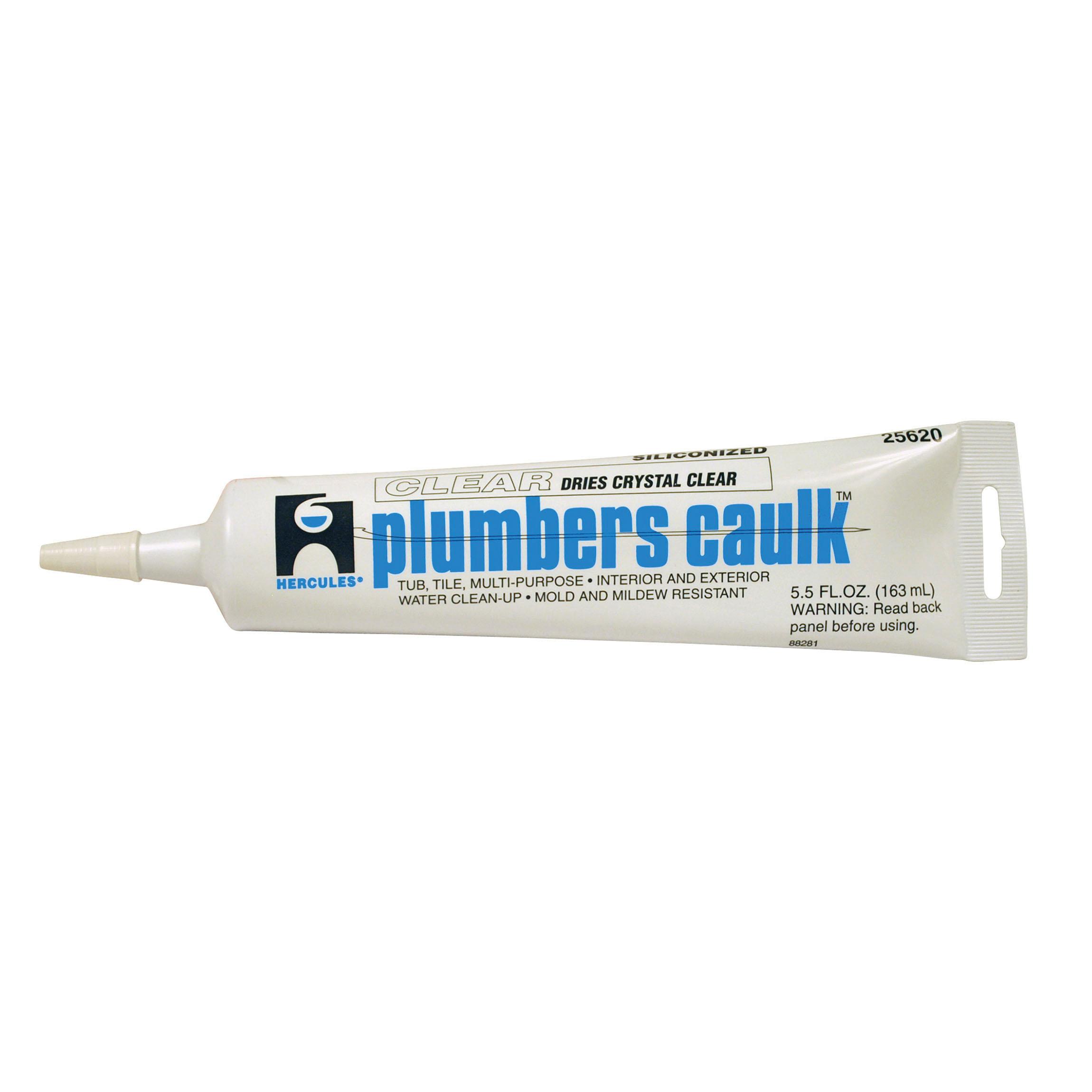HERCULES® 25620 Plumbers Caulk Sealant, Paste, White to Clear, Ammonia, 36 hr Curing, 5.5 oz, Tube