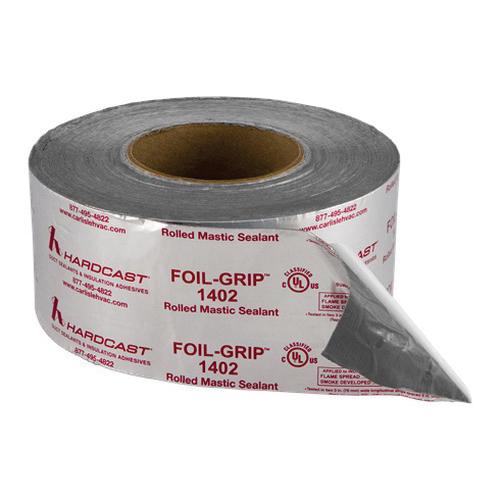 CARLISLE® 304093 Foil-Grip Foil Tape, 17 mil Thick, 2 in W, 100 ft L, Silver, Butyl Adhesive, Aluminum Backing