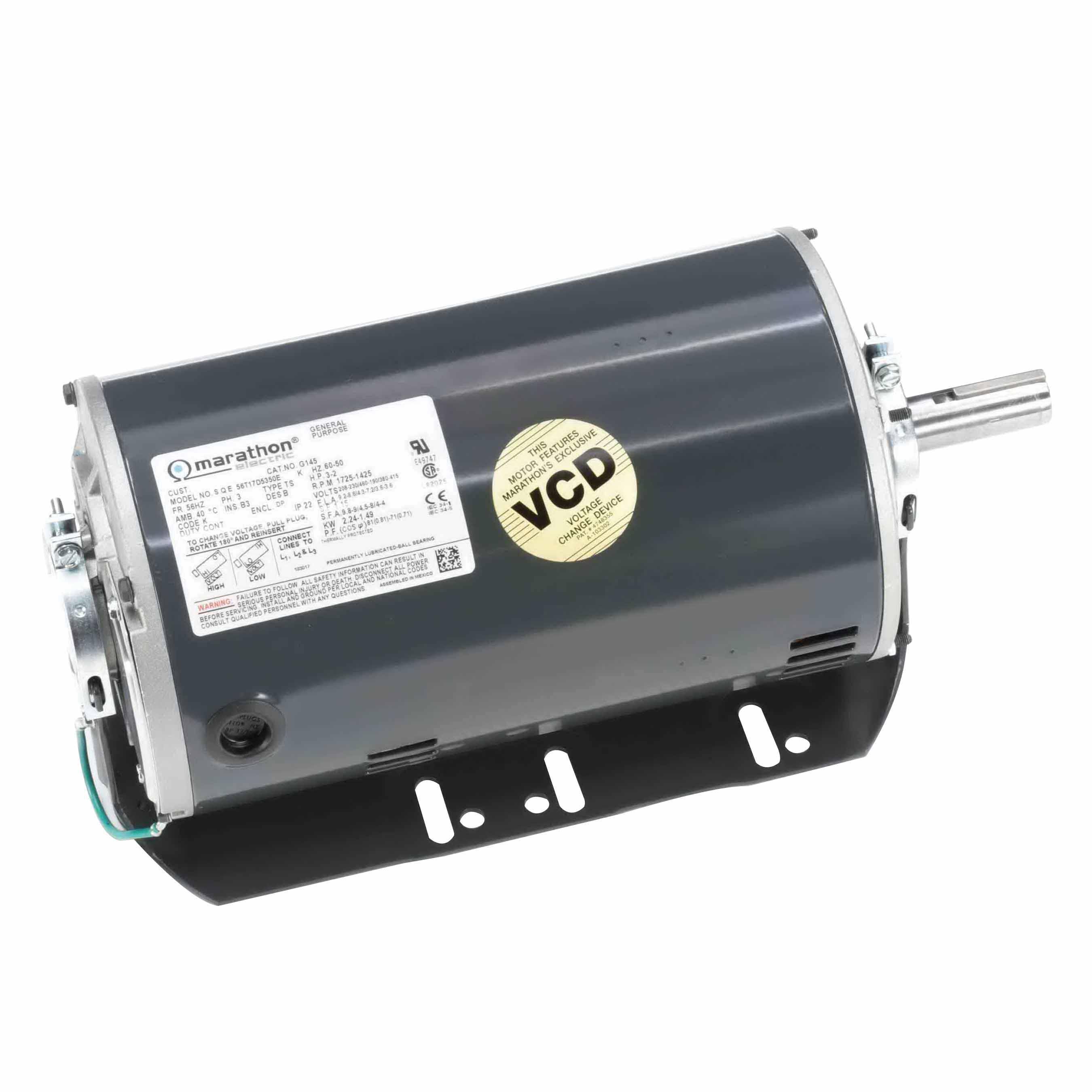 Marathon® 048S17D2055 B303 Blower Motor, 115 VAC, 5 A, 1/4 hp, 1800 rpm Speed, 0.19 kW, 1 ph, 60 Hz, 48Y Frame